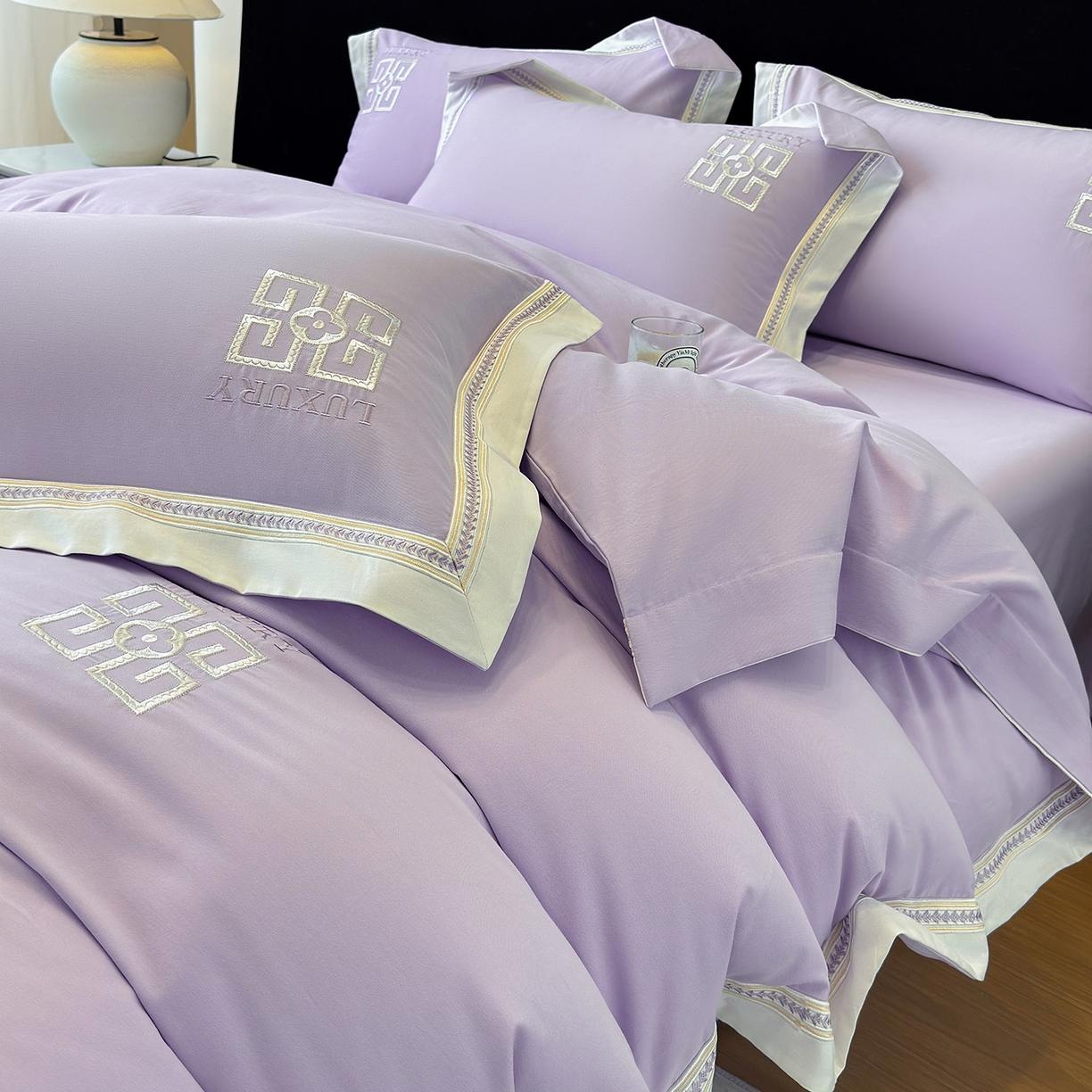 91家纺网 家纺一手货源 找家纺 家居1号家纺 2025新款超细旦全棉磨毛四件套-梵西（控价标准288加大308 会员优惠10元） 梵西-糖果紫