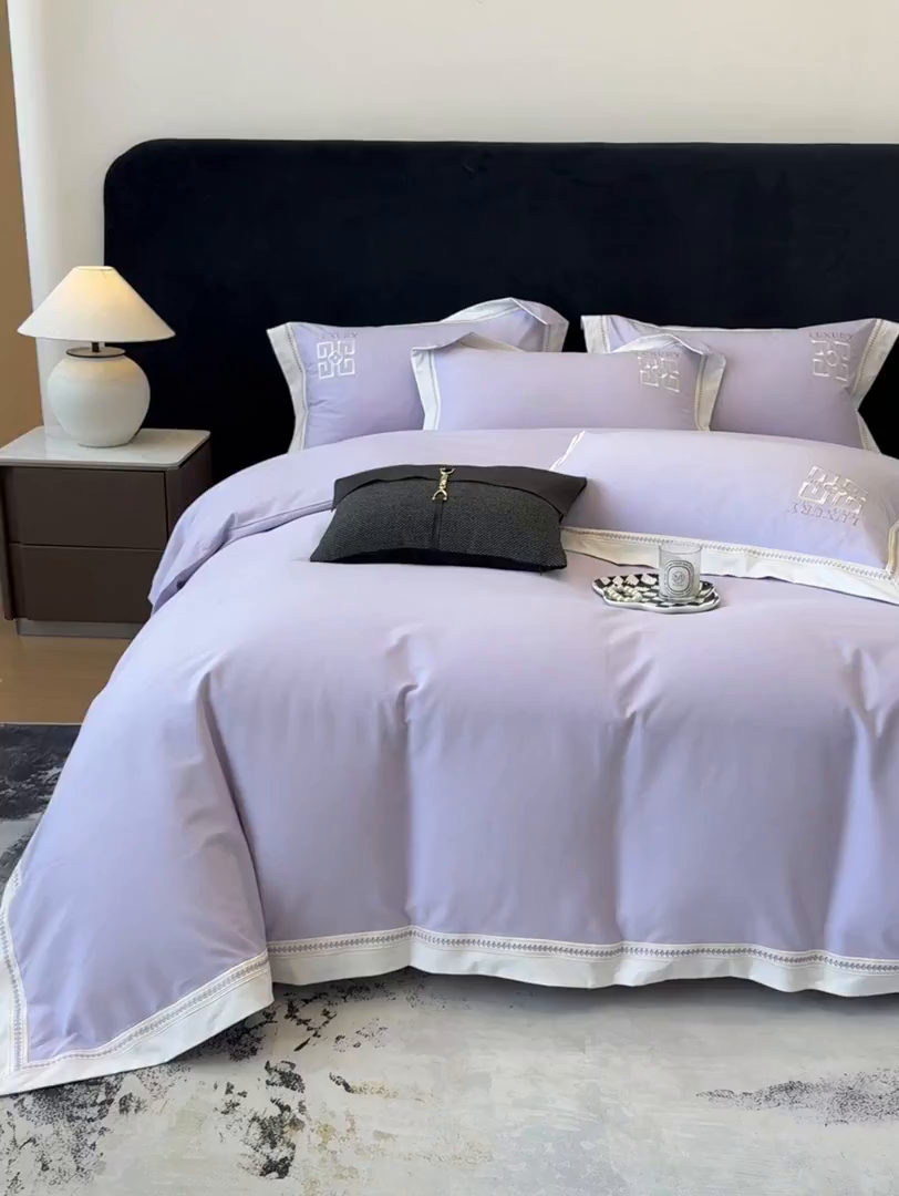 91家纺网 家纺一手货源 找家纺 家居1号家纺 2025新款超细旦全棉磨毛四件套-梵西（控价标准288加大308 会员优惠10元） 梵西-糖果紫