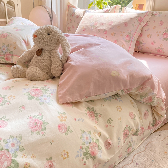 91家纺网 家纺一手货源 找家纺 凌鼎 2025新款多规格掉边13070全棉四件套安然花语