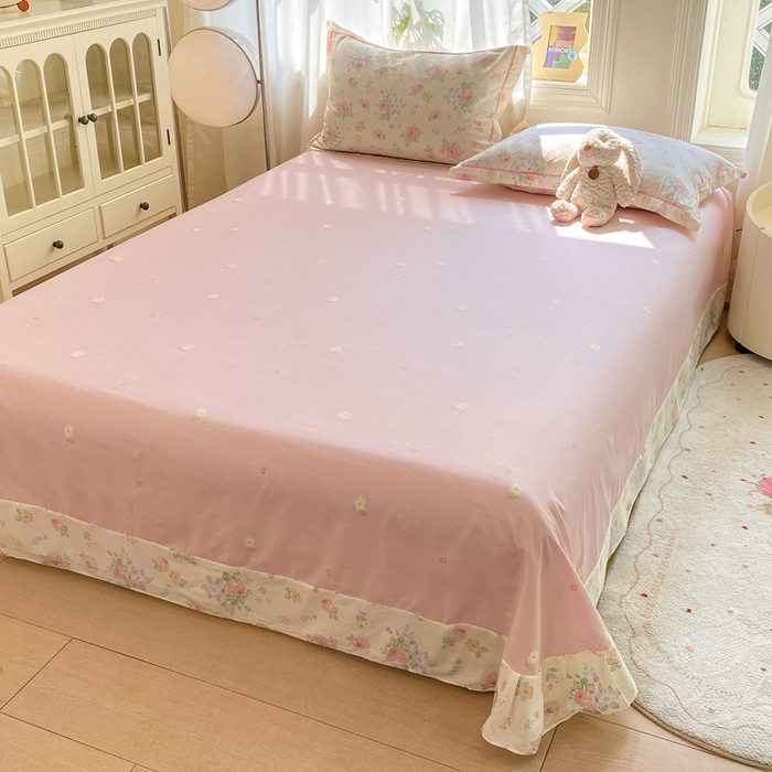 91家纺网 家纺一手货源 找家纺 凌鼎 2025新款多规格掉边13070全棉四件套安然花语