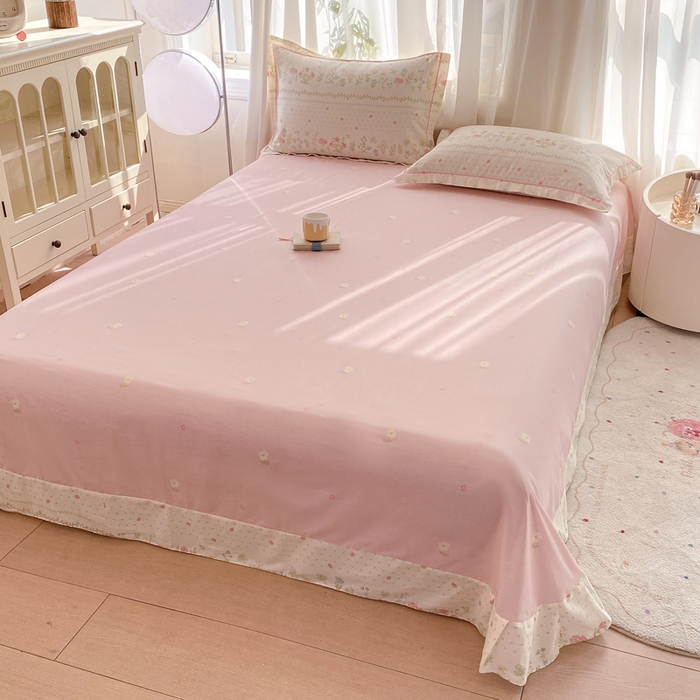 91家纺网 家纺一手货源 找家纺 凌鼎 2025新款多规格掉边13070全棉四件套粉色恋歌