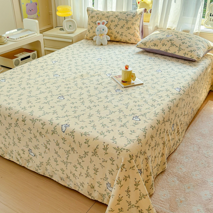 91家纺网 家纺一手货源 找家纺 澜妃 2025新款高克重软软糯糯牛奶绒单床单CD系列（小红书推荐） CD-枝枝兔