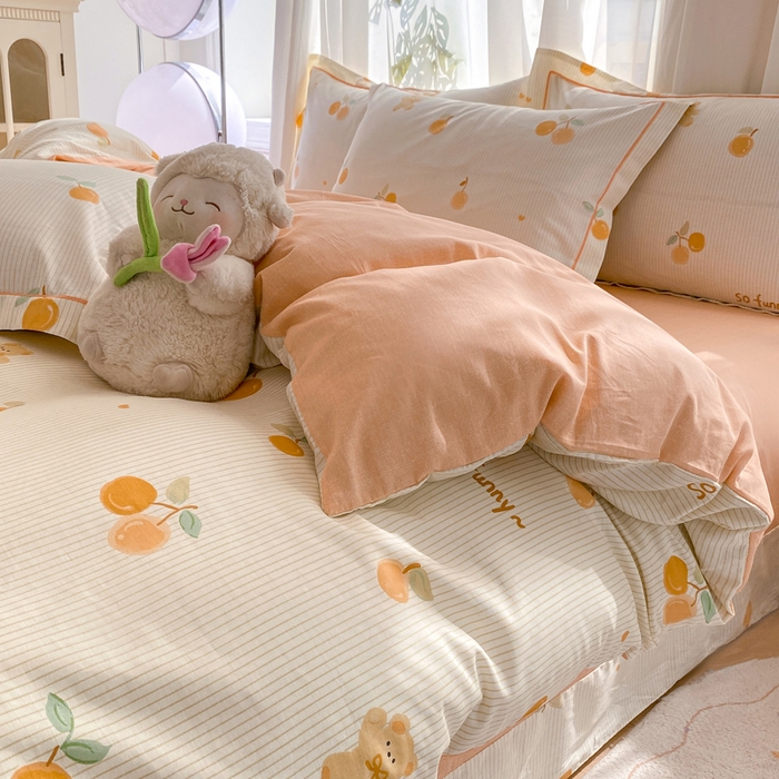 91家纺网 家纺一手货源 找家纺 凌鼎 2025新款多规格掉边13070全棉四件套欢乐碰碰熊