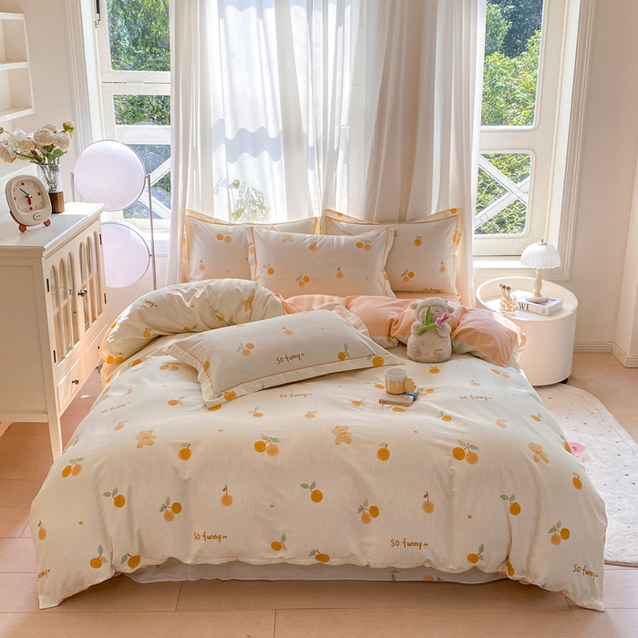 91家纺网 家纺一手货源 找家纺 凌鼎 2025新款多规格掉边13070全棉四件套欢乐碰碰熊