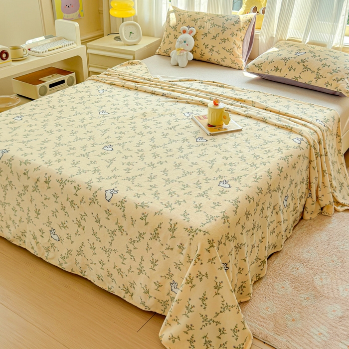 91家纺网 家纺一手货源 找家纺 澜妃 2025新款高克重软软糯糯牛奶绒单床单CD系列（小红书推荐） CD-枝枝兔