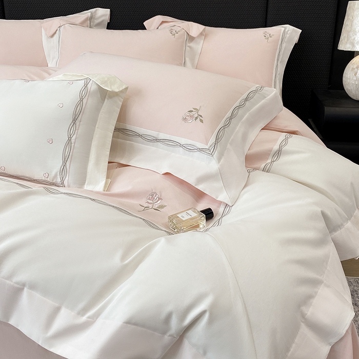 91家纺网 家纺一手货源 找家纺 丞音家纺 2025新款秋冬新款轻奢超细旦长绒棉细磨毛超柔加厚刺绣四件套纯棉全棉床单绣花床品床笠-艾薇尔系列 艾薇尔-桃花粉