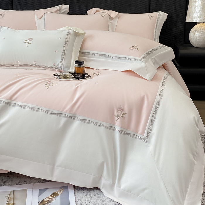 91家纺网 家纺一手货源 找家纺 丞音家纺 2025新款秋冬新款轻奢超细旦长绒棉细磨毛超柔加厚刺绣四件套纯棉全棉床单绣花床品床笠-艾薇尔系列 艾薇尔-桃花粉