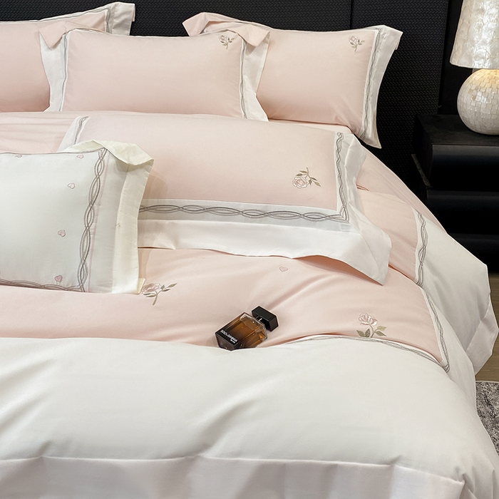 91家纺网 家纺一手货源 找家纺 丞音家纺 2025新款秋冬新款轻奢超细旦长绒棉细磨毛超柔加厚刺绣四件套纯棉全棉床单绣花床品床笠-艾薇尔系列 艾薇尔-桃花粉