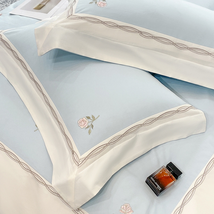 91家纺网 家纺一手货源 找家纺 丞音家纺 2025新款秋冬新款轻奢超细旦长绒棉细磨毛超柔加厚刺绣四件套纯棉全棉床单绣花床品床笠-艾薇尔系列 艾薇尔-祖玛蓝