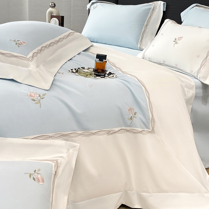 91家纺网 家纺一手货源 找家纺 丞音家纺 2025新款秋冬新款轻奢超细旦长绒棉细磨毛超柔加厚刺绣四件套纯棉全棉床单绣花床品床笠-艾薇尔系列 艾薇尔-祖玛蓝