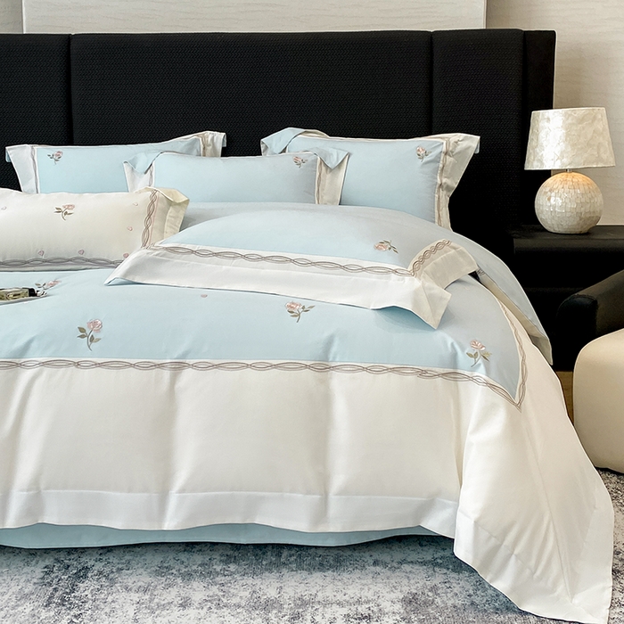 91家纺网 家纺一手货源 找家纺 （总）丞音家纺 2025新款秋冬新款轻奢超细旦长绒棉细磨毛超柔加厚刺绣四件套纯棉全棉床单绣花床品床笠-艾薇尔系列