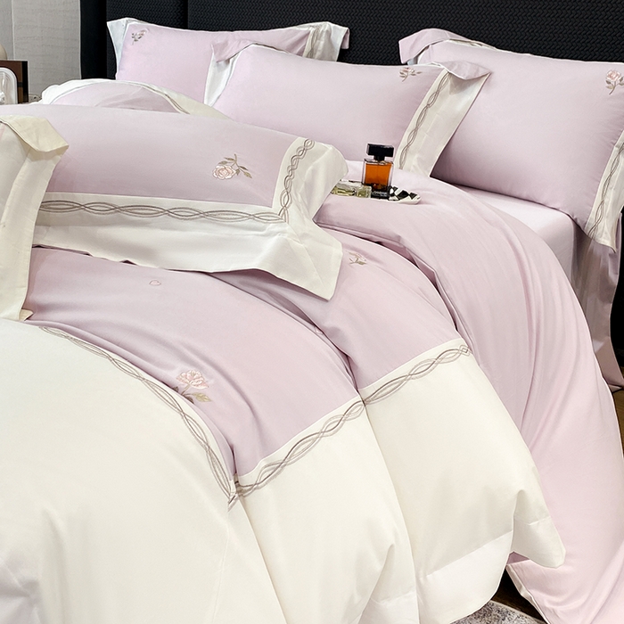 91家纺网 家纺一手货源 找家纺 （总）丞音家纺 2025新款秋冬新款轻奢超细旦长绒棉细磨毛超柔加厚刺绣四件套纯棉全棉床单绣花床品床笠-艾薇尔系列