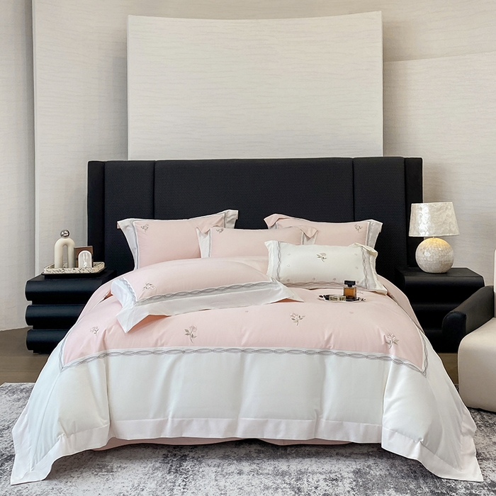 91家纺网 家纺一手货源 找家纺 丞音家纺 2025新款秋冬新款轻奢超细旦长绒棉细磨毛超柔加厚刺绣四件套纯棉全棉床单绣花床品床笠-艾薇尔系列 艾薇尔-桃花粉