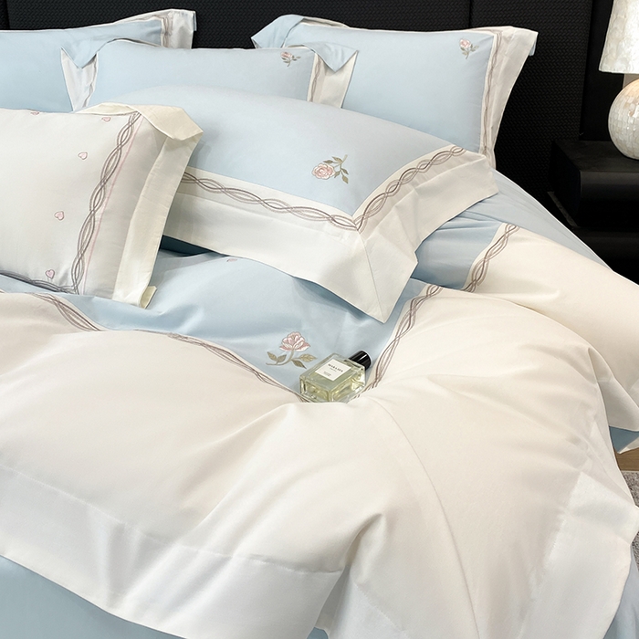 91家纺网 家纺一手货源 找家纺 丞音家纺 2025新款秋冬新款轻奢超细旦长绒棉细磨毛超柔加厚刺绣四件套纯棉全棉床单绣花床品床笠-艾薇尔系列 艾薇尔-祖玛蓝