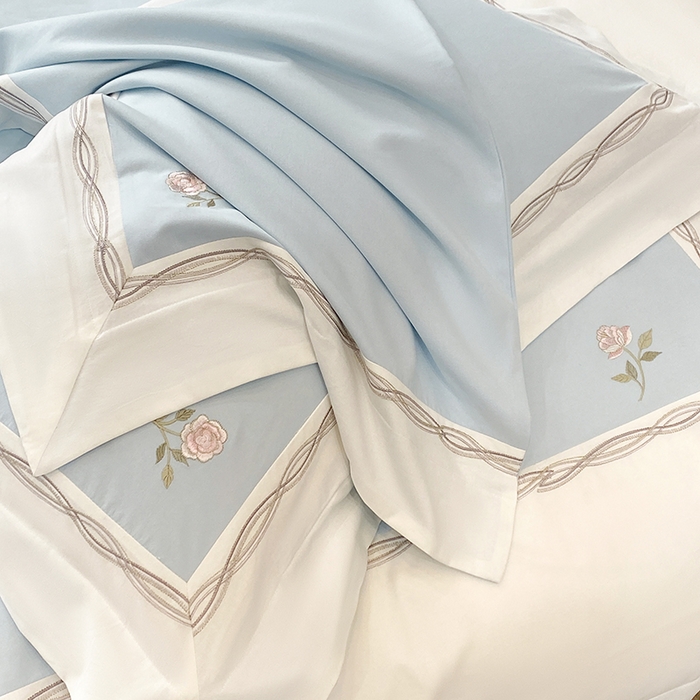 91家纺网 家纺一手货源 找家纺 丞音家纺 2025新款秋冬新款轻奢超细旦长绒棉细磨毛超柔加厚刺绣四件套纯棉全棉床单绣花床品床笠-艾薇尔系列 艾薇尔-祖玛蓝