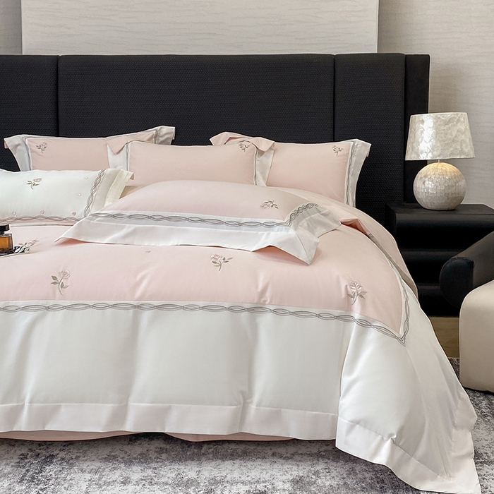 91家纺网 家纺一手货源 找家纺 丞音家纺 2025新款秋冬新款轻奢超细旦长绒棉细磨毛超柔加厚刺绣四件套纯棉全棉床单绣花床品床笠-艾薇尔系列 艾薇尔-桃花粉