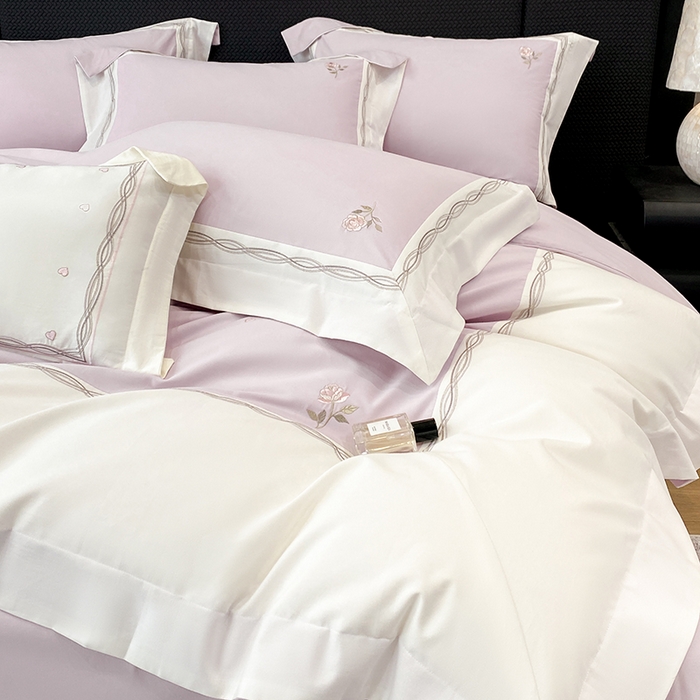 91家纺网 家纺一手货源 找家纺 （总）丞音家纺 2025新款秋冬新款轻奢超细旦长绒棉细磨毛超柔加厚刺绣四件套纯棉全棉床单绣花床品床笠-艾薇尔系列