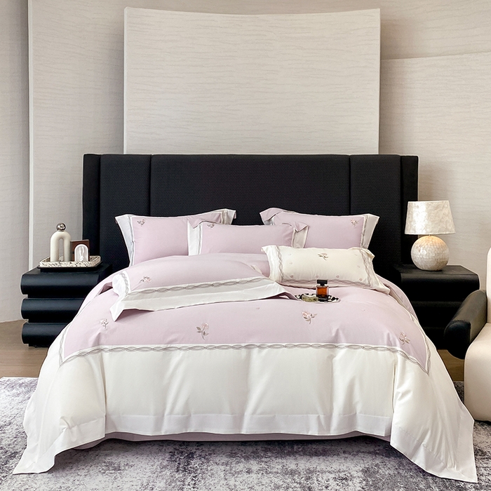 91家纺网 家纺一手货源 找家纺 （总）丞音家纺 2025新款秋冬新款轻奢超细旦长绒棉细磨毛超柔加厚刺绣四件套纯棉全棉床单绣花床品床笠-艾薇尔系列