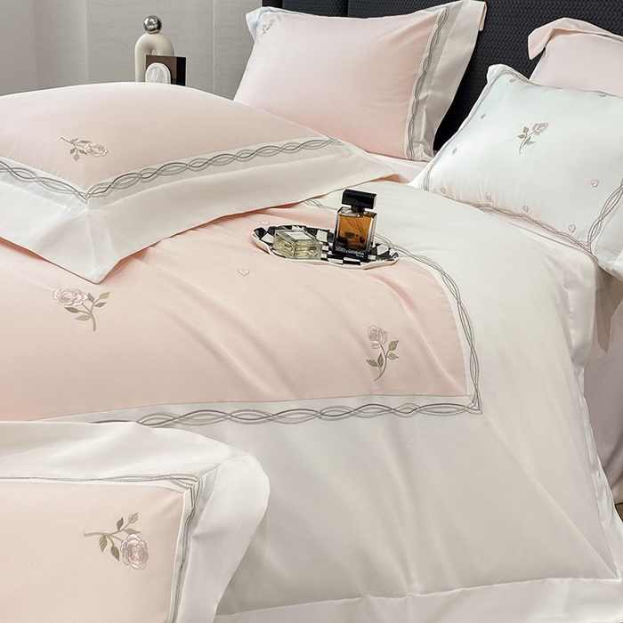 91家纺网 家纺一手货源 找家纺 丞音家纺 2025新款秋冬新款轻奢超细旦长绒棉细磨毛超柔加厚刺绣四件套纯棉全棉床单绣花床品床笠-艾薇尔系列 艾薇尔-桃花粉