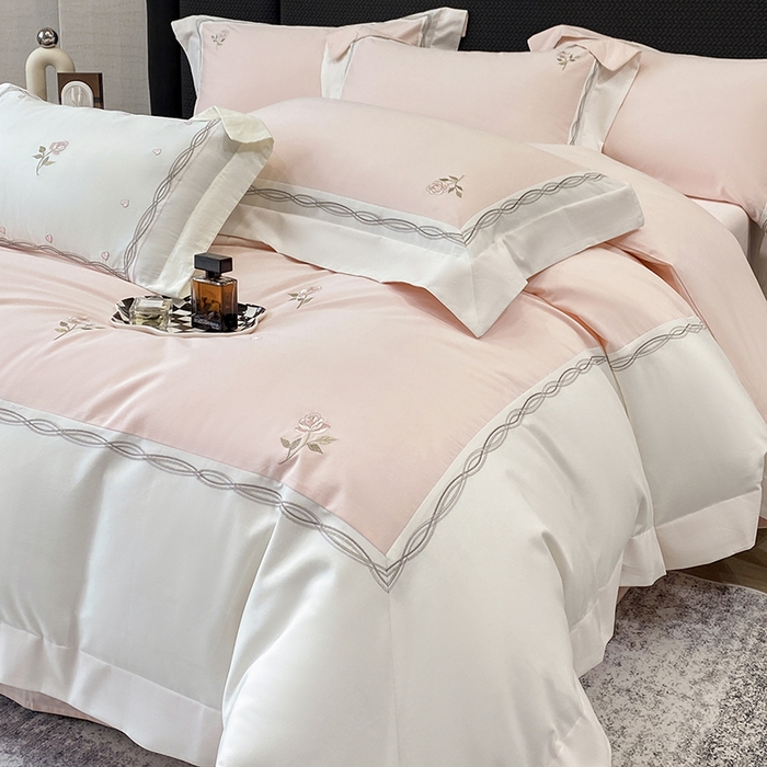 91家纺网 家纺一手货源 找家纺 丞音家纺 2025新款秋冬新款轻奢超细旦长绒棉细磨毛超柔加厚刺绣四件套纯棉全棉床单绣花床品床笠-艾薇尔系列 艾薇尔-桃花粉