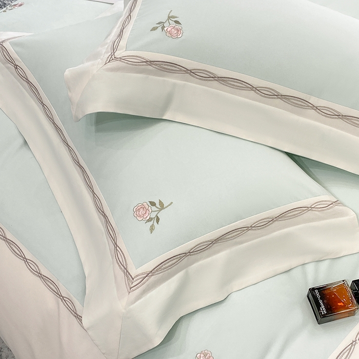 91家纺网 家纺一手货源 找家纺 丞音家纺 2025新款秋冬新款轻奢超细旦长绒棉细磨毛超柔加厚刺绣四件套纯棉全棉床单绣花床品床笠-艾薇尔系列 艾薇尔-心冰绿