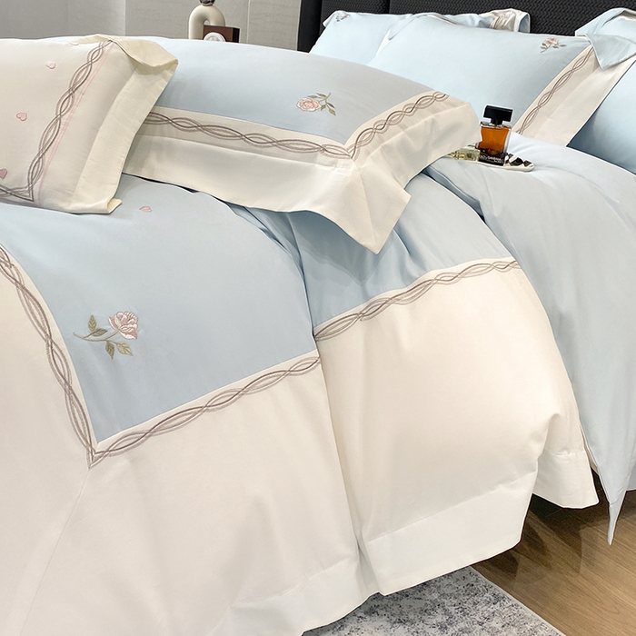 91家纺网 家纺一手货源 找家纺 丞音家纺 2025新款秋冬新款轻奢超细旦长绒棉细磨毛超柔加厚刺绣四件套纯棉全棉床单绣花床品床笠-艾薇尔系列 艾薇尔-祖玛蓝