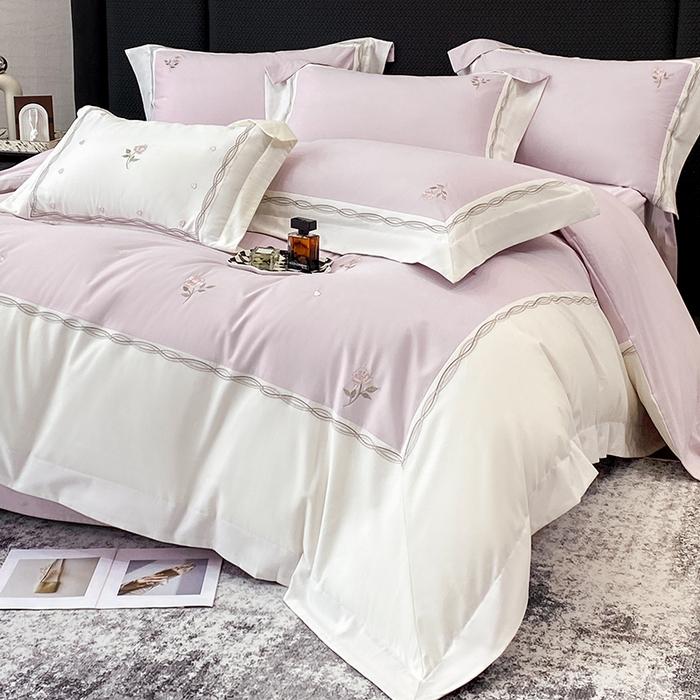 91家纺网 家纺一手货源 找家纺 丞音家纺 2025新款秋冬新款轻奢超细旦长绒棉细磨毛超柔加厚刺绣四件套纯棉全棉床单绣花床品床笠-艾薇尔系列 艾薇尔-木槿紫