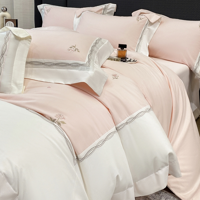 91家纺网 家纺一手货源 找家纺 丞音家纺 2025新款秋冬新款轻奢超细旦长绒棉细磨毛超柔加厚刺绣四件套纯棉全棉床单绣花床品床笠-艾薇尔系列 艾薇尔-桃花粉