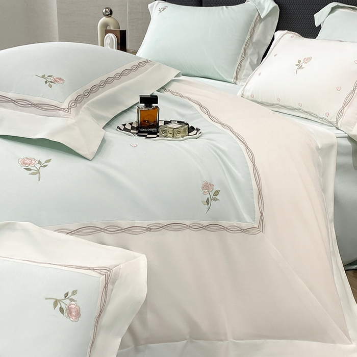 91家纺网 家纺一手货源 找家纺 丞音家纺 2025新款秋冬新款轻奢超细旦长绒棉细磨毛超柔加厚刺绣四件套纯棉全棉床单绣花床品床笠-艾薇尔系列 艾薇尔-心冰绿