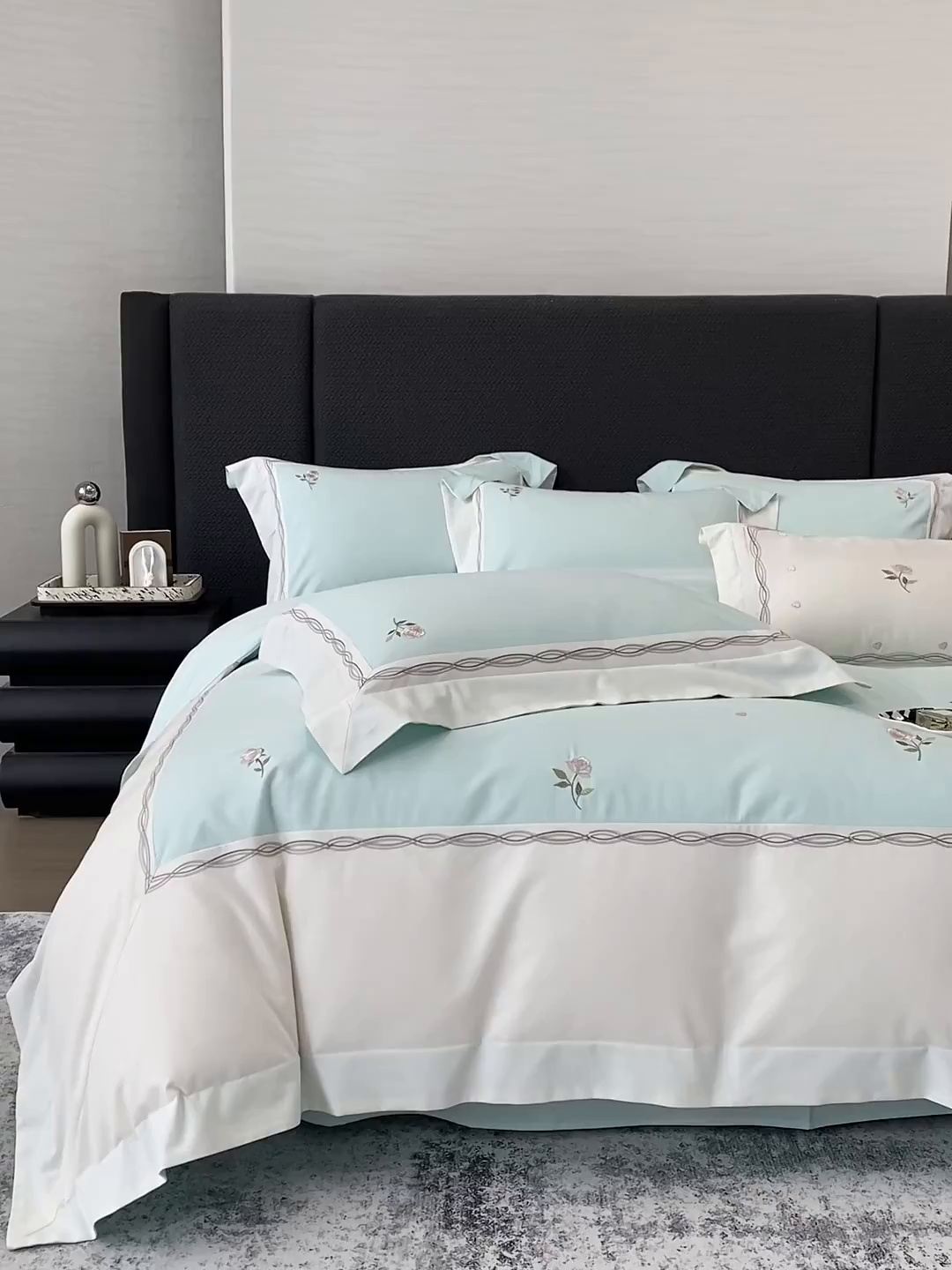 91家纺网 家纺一手货源 找家纺 丞音家纺 2025新款秋冬新款轻奢超细旦长绒棉细磨毛超柔加厚刺绣四件套纯棉全棉床单绣花床品床笠-艾薇尔系列 艾薇尔-心冰绿