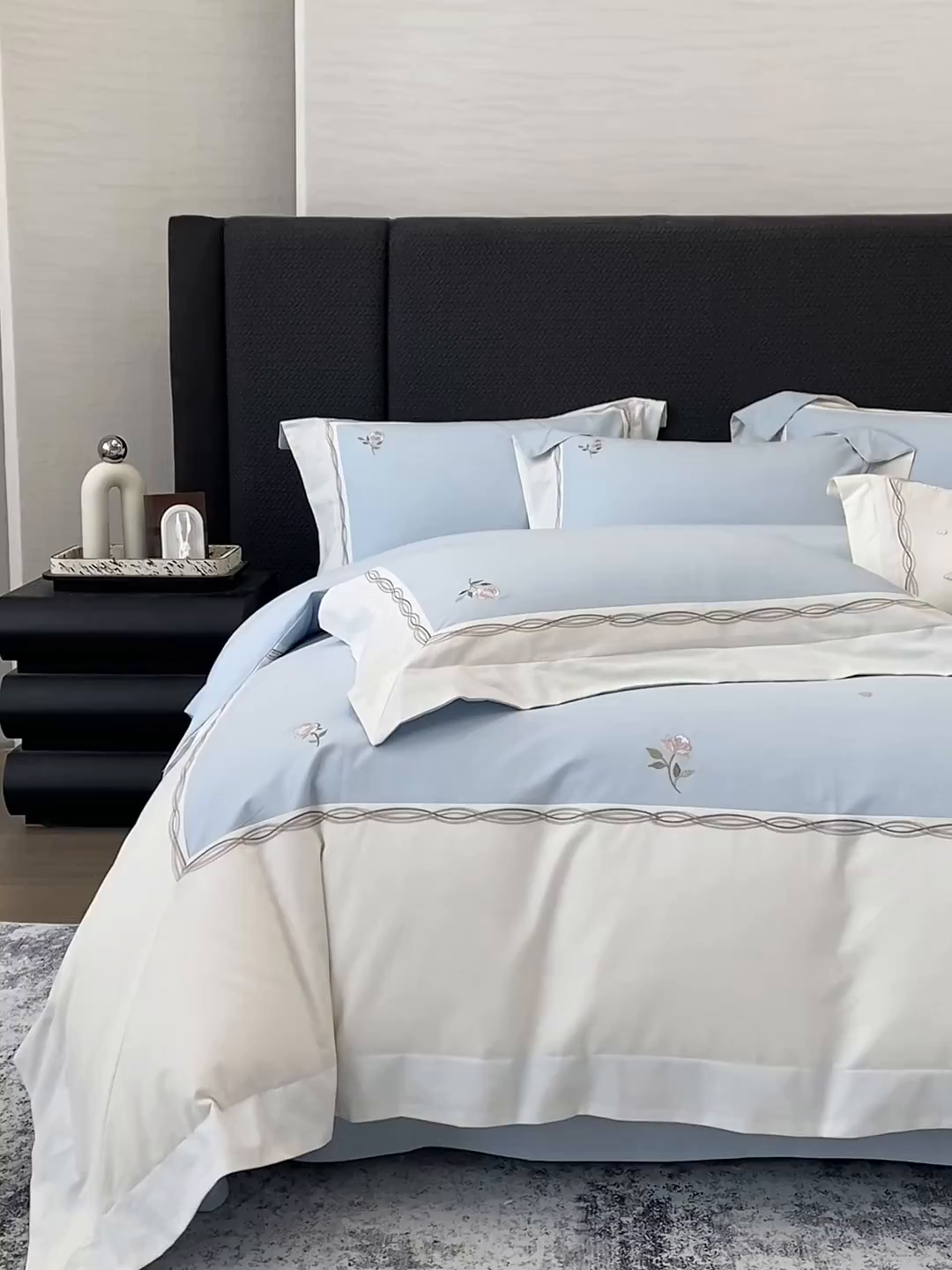 91家纺网 家纺一手货源 找家纺 丞音家纺 2025新款秋冬新款轻奢超细旦长绒棉细磨毛超柔加厚刺绣四件套纯棉全棉床单绣花床品床笠-艾薇尔系列 艾薇尔-祖玛蓝