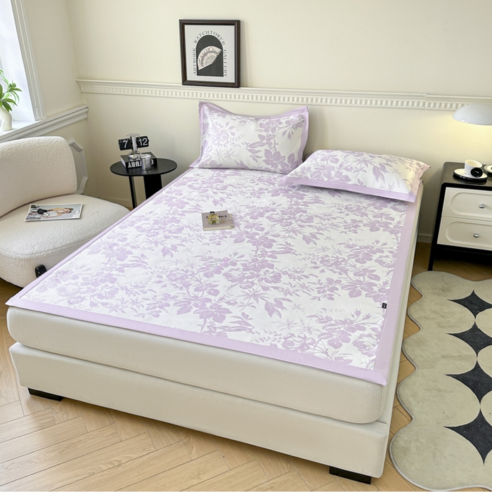 91家纺网 家纺一手货源 找家纺 宜代光年 2025新款数码印花冰藤席 床席-冰藤繁花 紫