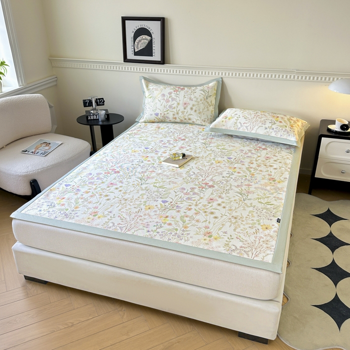 91家纺网 家纺一手货源 找家纺 宜代光年 2025新款数码印花冰藤席 床席-冰藤醉花季