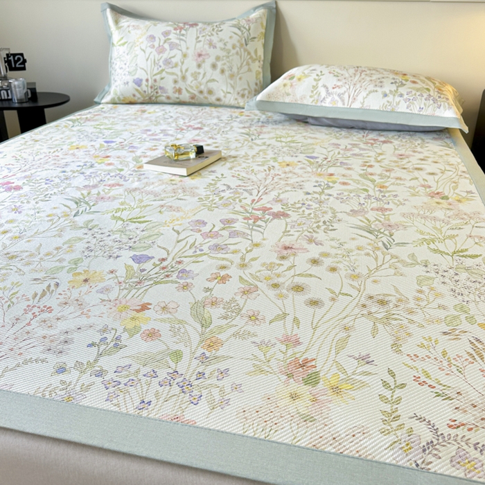 91家纺网 家纺一手货源 找家纺 宜代光年 2025新款数码印花冰藤席 床席-冰藤醉花季