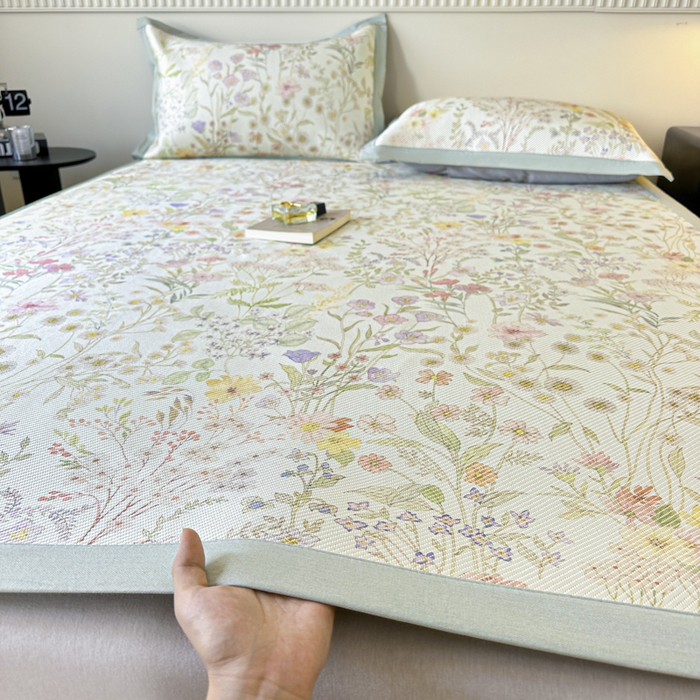 91家纺网 家纺一手货源 找家纺 宜代光年 2025新款数码印花冰藤席 床席-冰藤醉花季