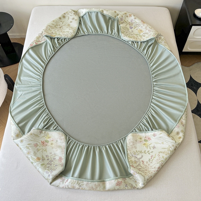 91家纺网 家纺一手货源 找家纺 宜代光年 2025新款数码印花冰藤席 床笠-冰藤醉花季