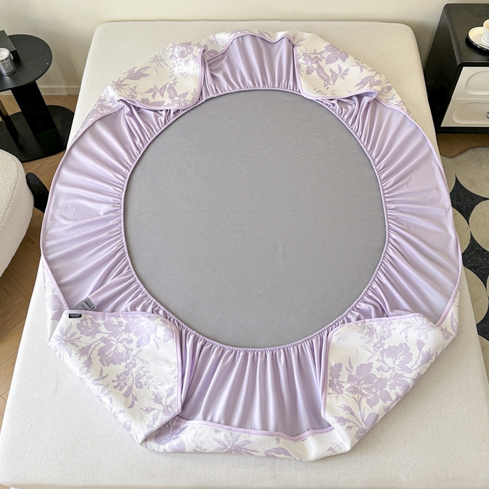 91家纺网 家纺一手货源 找家纺 宜代光年 2025新款数码印花冰藤席 床笠-冰藤繁花 紫