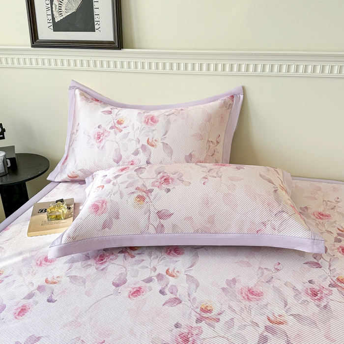 91家纺网 家纺一手货源 找家纺 宜代光年 2025新款数码印花冰藤席 床席-冰藤玉琼枝 粉