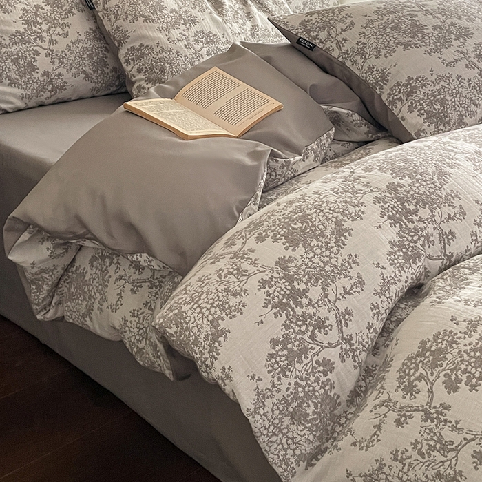 91家纺网 家纺一手货源 找家纺 宜代光年 2025新款色织水洗棉提花四件套（第一批） 云树灰