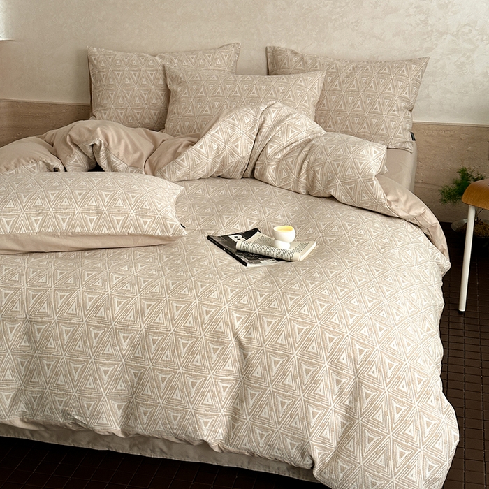 91家纺网 家纺一手货源 找家纺 宜代光年 2025新款色织水洗棉提花四件套（第一批） 岸堤-米