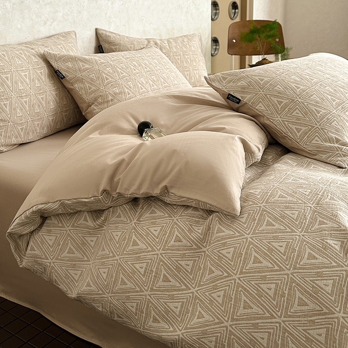 91家纺网 家纺一手货源 找家纺 宜代光年 2025新款色织水洗棉提花四件套（第一批） 岸堤-米