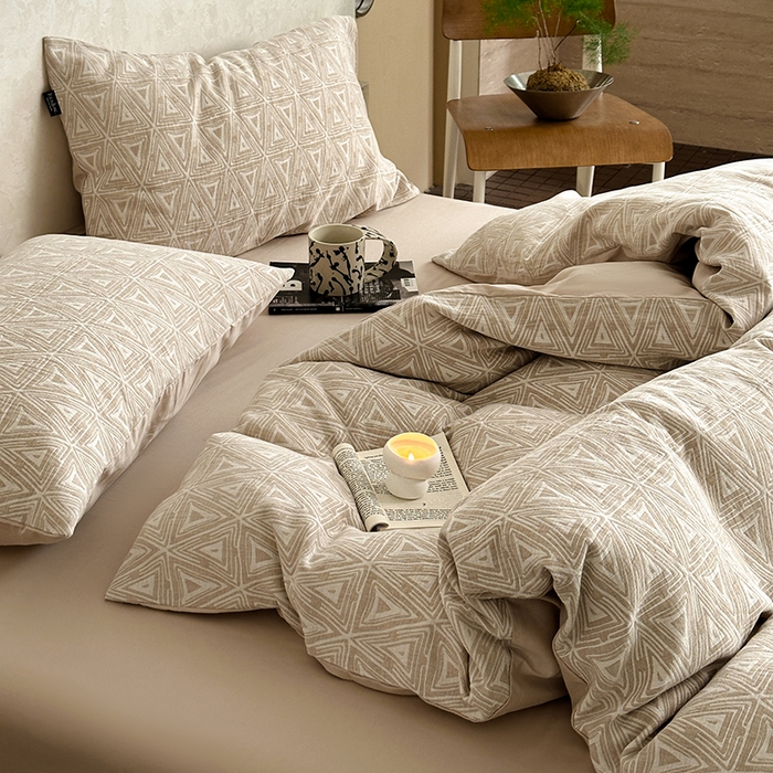 91家纺网 家纺一手货源 找家纺 宜代光年 2025新款色织水洗棉提花四件套（第一批） 岸堤-米