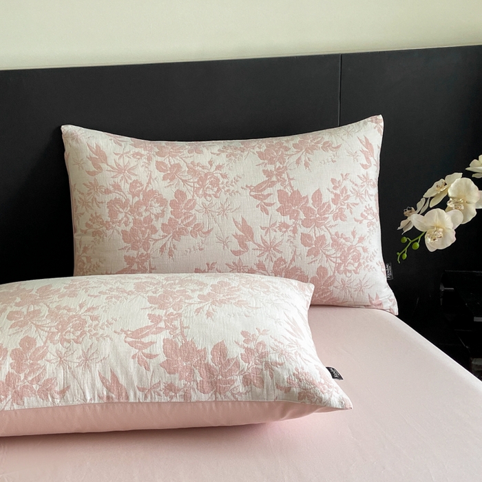 91家纺网 家纺一手货源 找家纺 宜代光年 2025新款色织水洗棉提花四件套（第一批） 繁花-粉