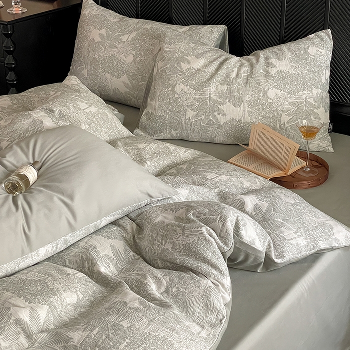 91家纺网 家纺一手货源 找家纺 宜代光年 2025新款色织水洗棉提花四件套（第一批） 红木林 森林绿