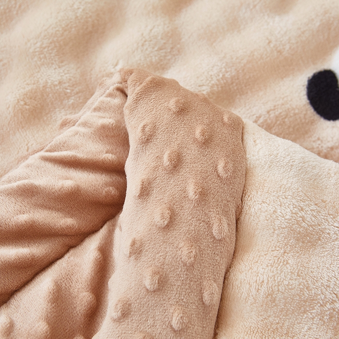 91家纺网 家纺一手货源 找家纺 中国龙家纺 2025新款双面可用兔毛绒豆豆被被子被芯 熊猫点点-咖