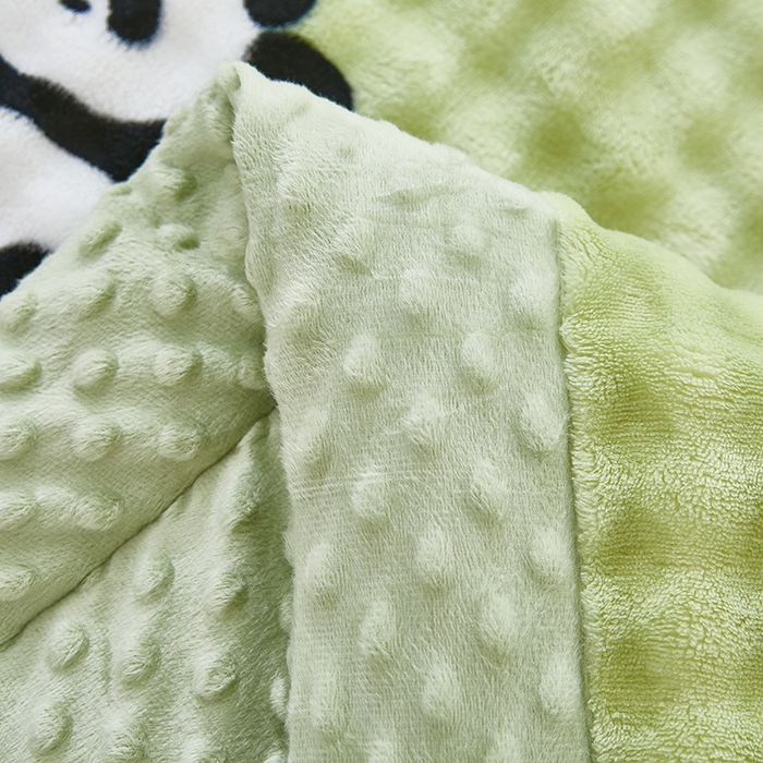 91家纺网 家纺一手货源 找家纺 中国龙家纺 2025新款双面可用兔毛绒豆豆被被子被芯 熊猫点点-绿