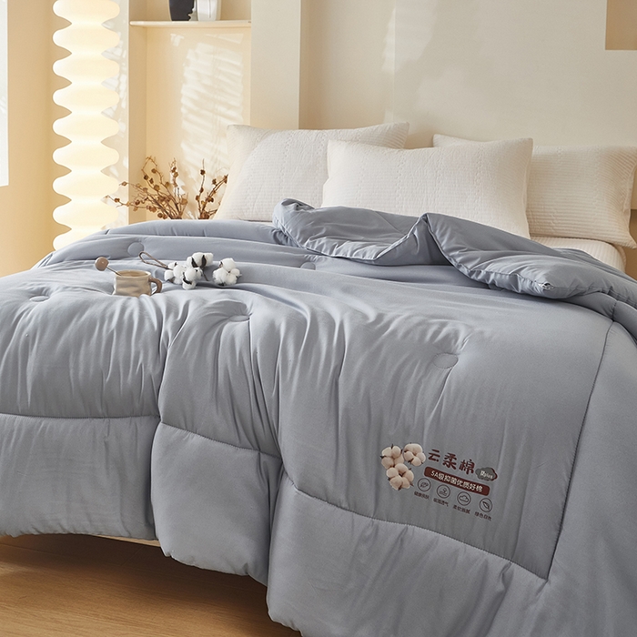 91家纺网 家纺一手货源 找家纺 中国龙家纺 2025新款亲肤水洗棉棉花被被子被芯 云眠-蓝