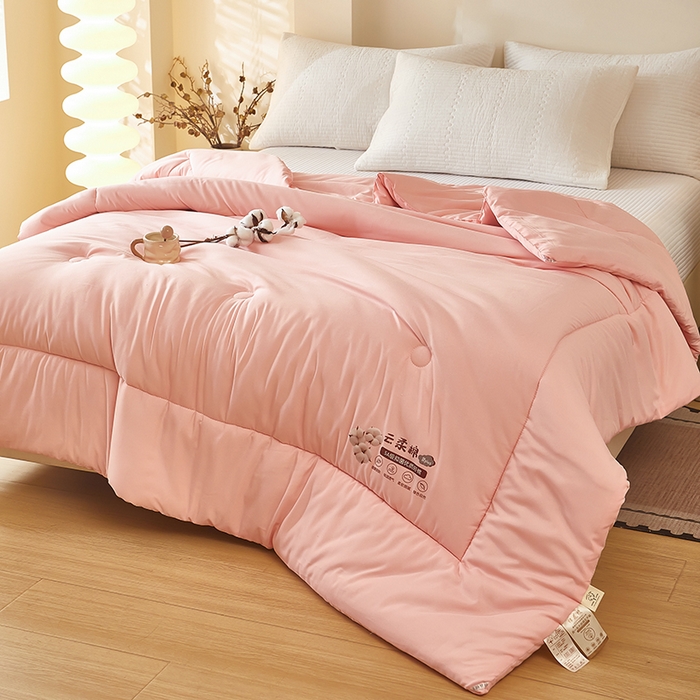 91家纺网 家纺一手货源 找家纺 中国龙家纺 2025新款亲肤水洗棉棉花被被子被芯 云眠-粉