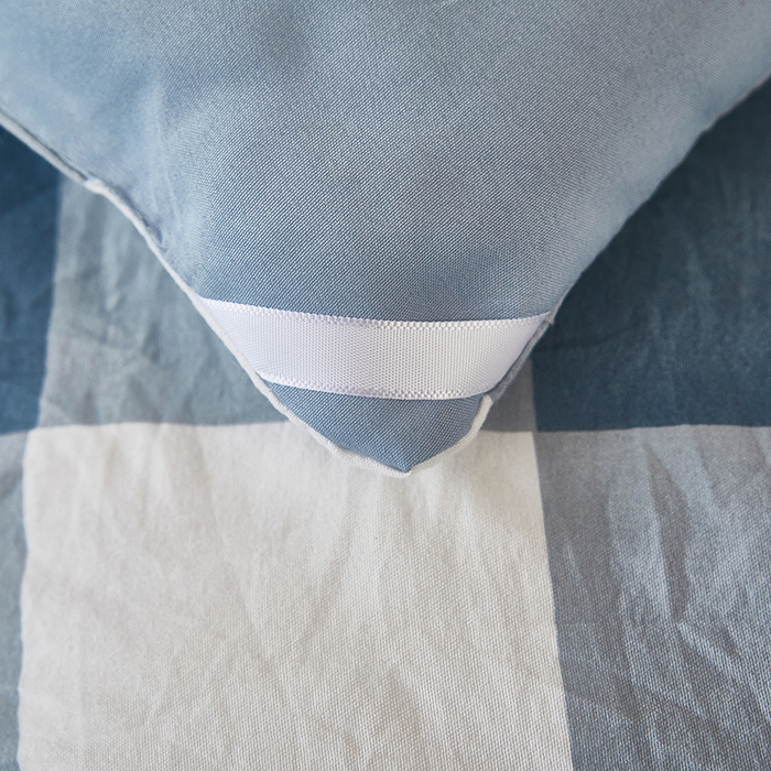 91家纺网 家纺一手货源 找家纺 中国龙家纺 2025新款亲肤水洗棉棉花被被子被芯 蓝中格