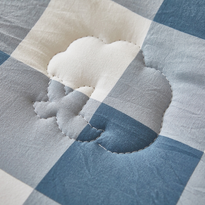 91家纺网 家纺一手货源 找家纺 中国龙家纺 2025新款亲肤水洗棉棉花被被子被芯 蓝中格